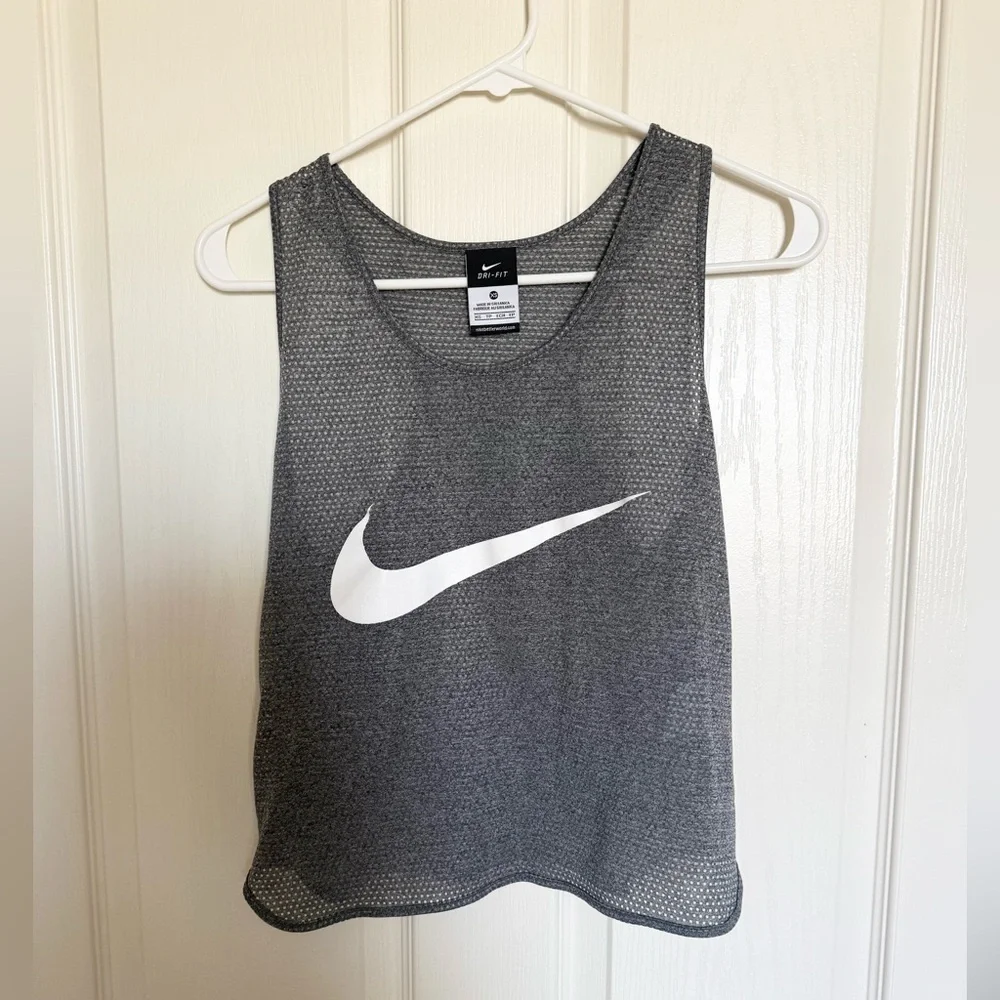 Nike: Dri-FIT Mesh Heather Gray Tank - Size XS